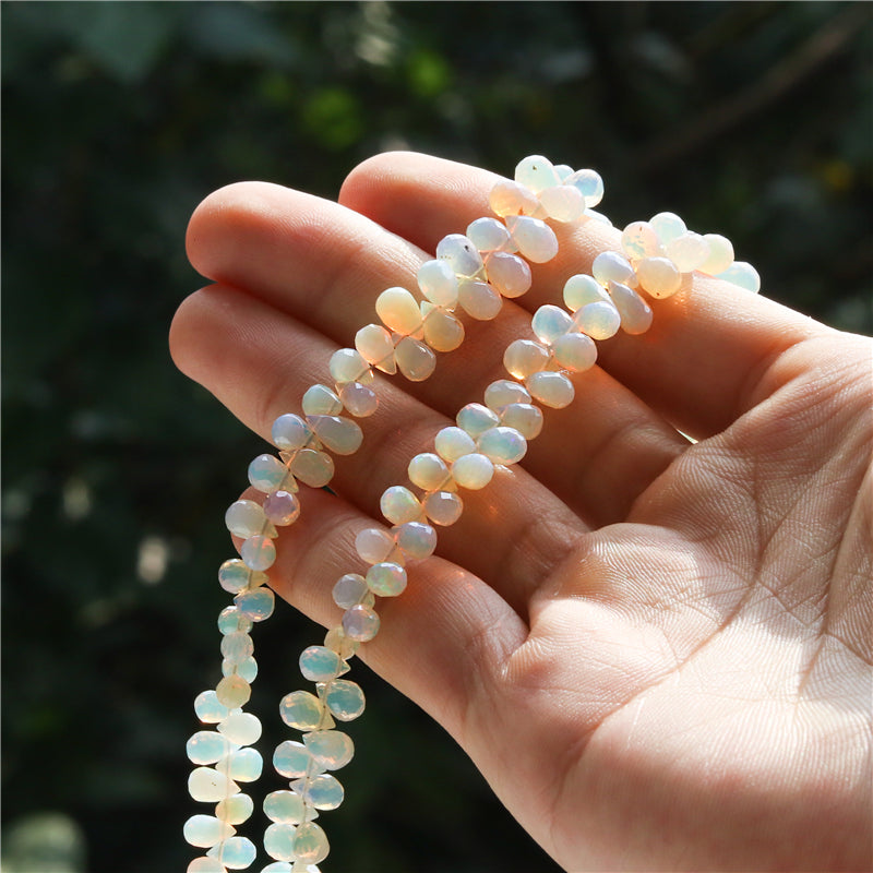 Natural 7A Opal Beads Briolette Faceted 4-7x6-10mm Hole 0.6mm about 134pcs 39cm strand