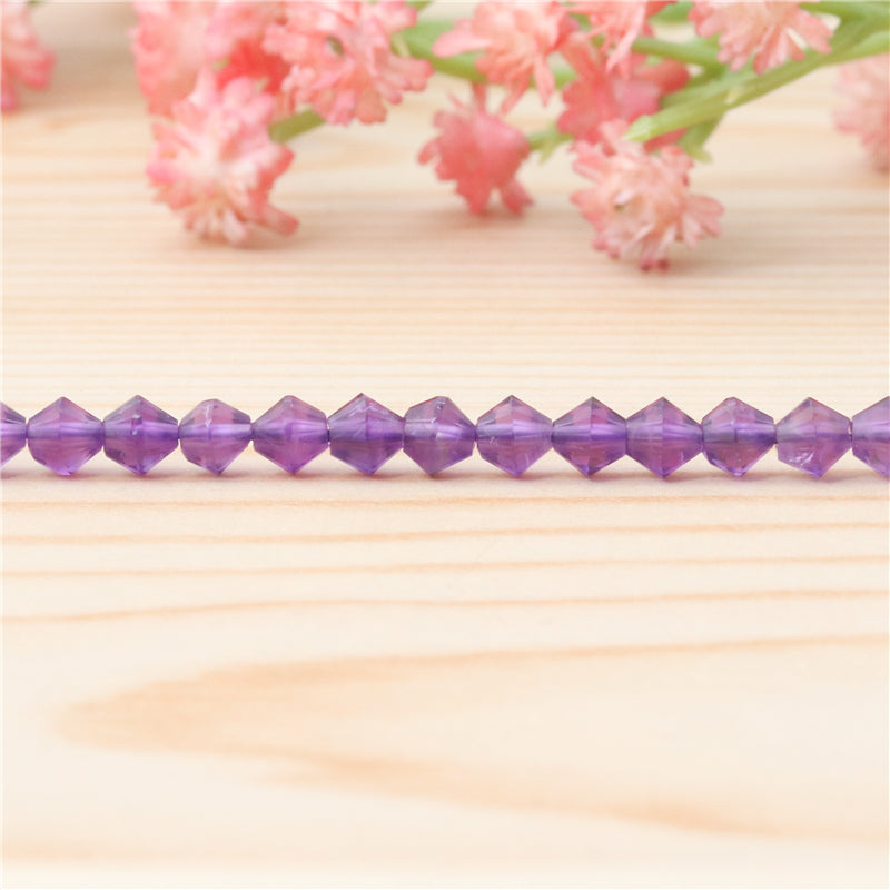 Natural Amethyst Beads Faceted Rhombus 4mm Hole 0.6mm about 103pcs 39cm strand