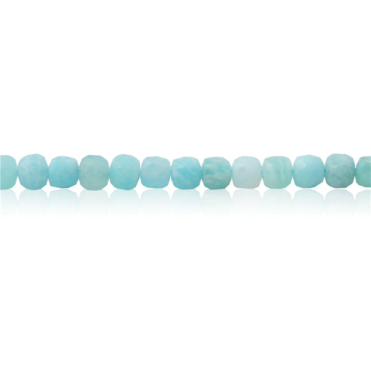 Natural Amazonite Beads Faceted Cube 4mm Hole 0.6mm about 93pcs 39cm strand