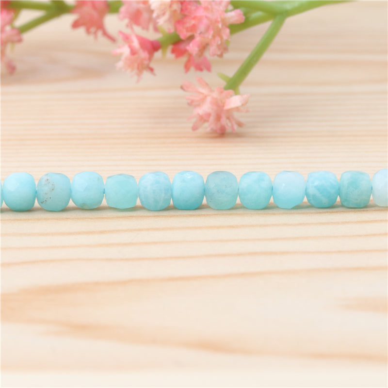 Natural Amazonite Beads Faceted Cube 4mm Hole 0.6mm about 93pcs 39cm strand