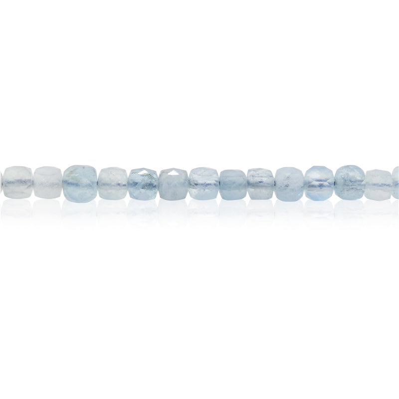 Natural Aquamarine Beads Faceted Cube 4mm Hole 0.6mm about 93pcs 39cm strand