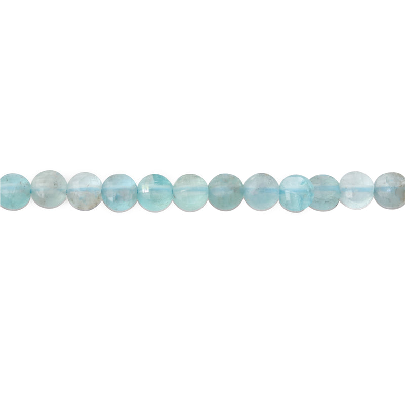 Natural Aquamarine Beads Flat Round Faceted 4mm Hole 0.6mm about 95pcs 39cm strand