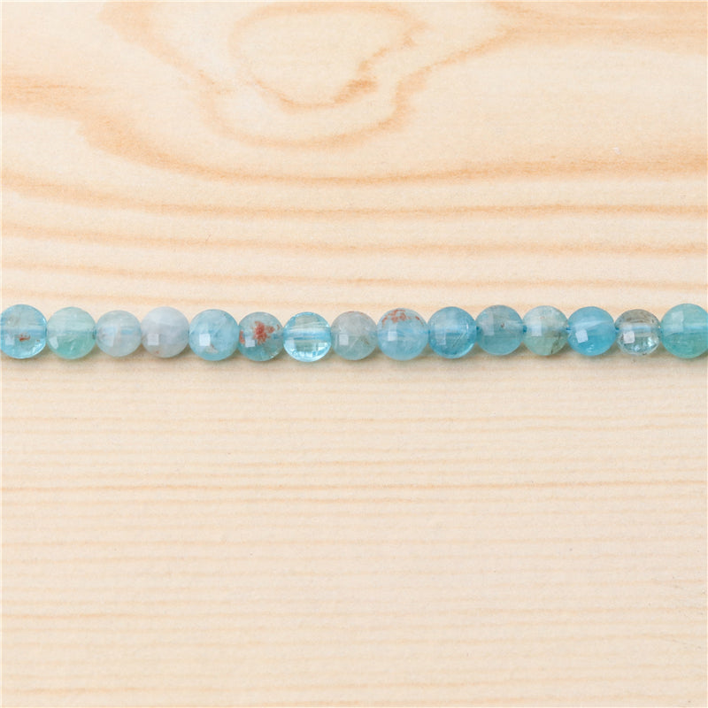 Natural Aquamarine Beads Flat Round Faceted 4mm Hole 0.6mm about 95pcs 39cm strand