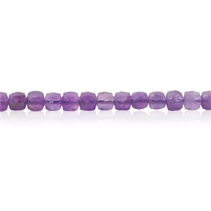 Natural Amethyst Beads Faceted Cube 4mm Hole 0.6mm about 93pcs 39cm strand