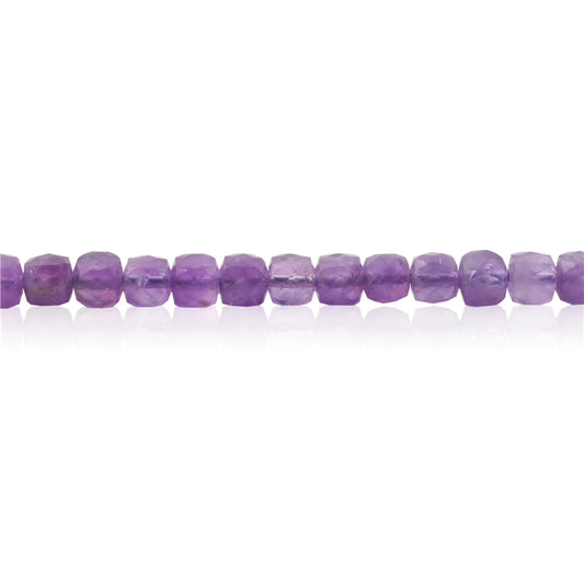 Natural Amethyst Beads Faceted Cube 4mm Hole 0.6mm about 93pcs 39cm strand