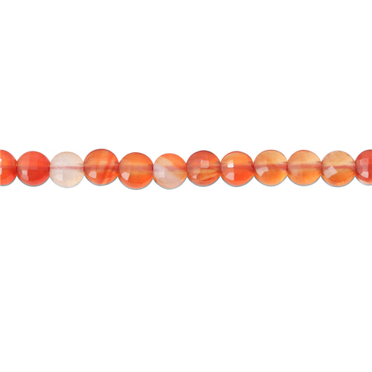 Natural Carnelian Beads Flat Round Faceted 4mm Hole 0.6mm about 95pcs 39cm strand