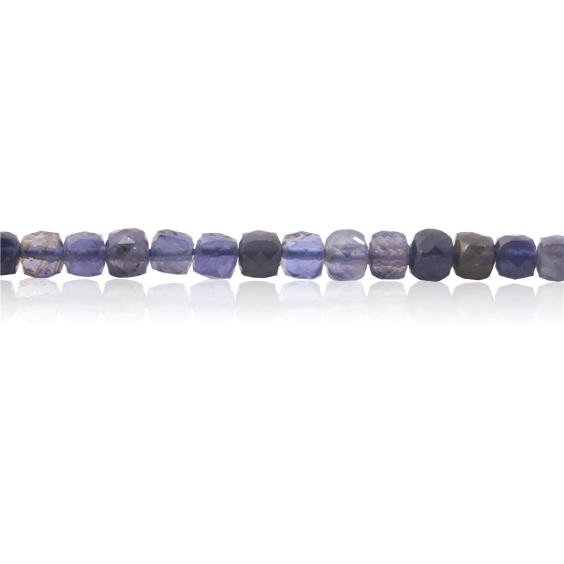 Natural Cordierite Iolite Beads Faceted Cube 4mm Hole 0.6mm about 93pcs 39cm strand