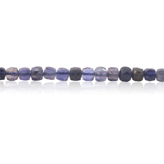 Natural Cordierite Iolite Beads Faceted Cube 4mm Hole 0.6mm about 93pcs 39cm strand