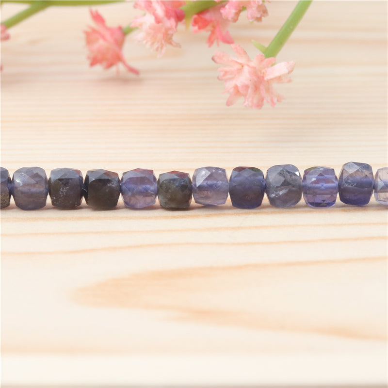 Natural Cordierite Iolite Beads Faceted Cube 4mm Hole 0.6mm about 93pcs 39cm strand