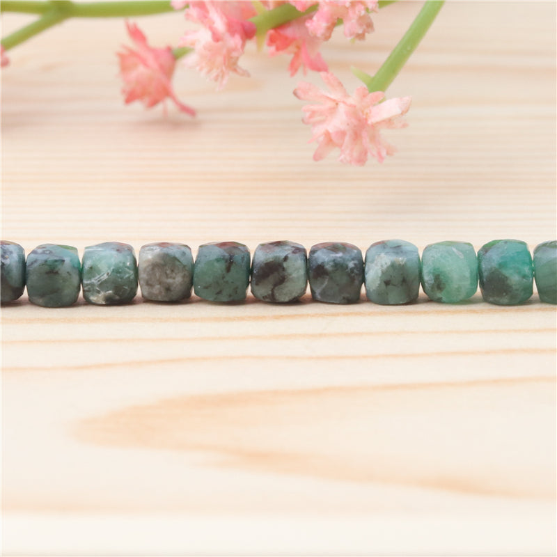 Natural Emerald Beads Faceted Cube 4mm Hole 0.6mm about 93pcs 39cm strand