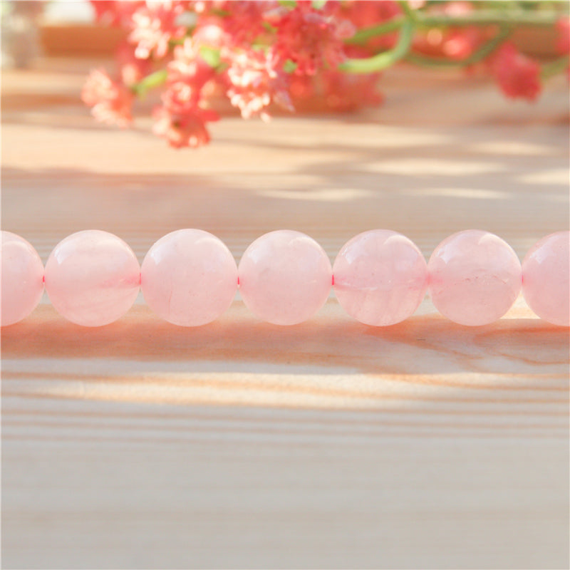 Perles de cristal de quartz rose naturel rondes trou 4mm 0.8mm environ 98 pièces 39cm sur fil