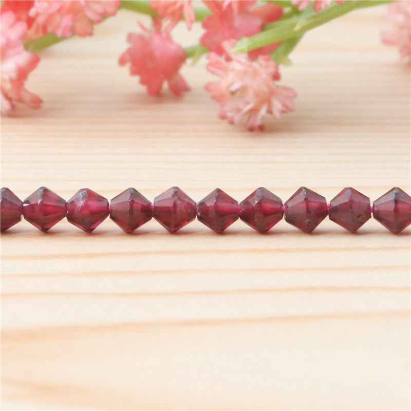 Natural Red Garnet Beads Faceted Rhombus 4mm Hole 0.6mm about 103pcs 39cm strand