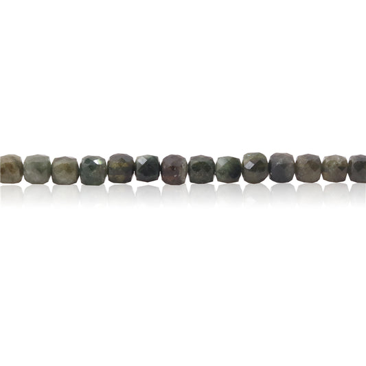 Natural Green Tourmaline Beads Faceted Cube 4mm Hole 0.6mm about 93pcs 39cm strand