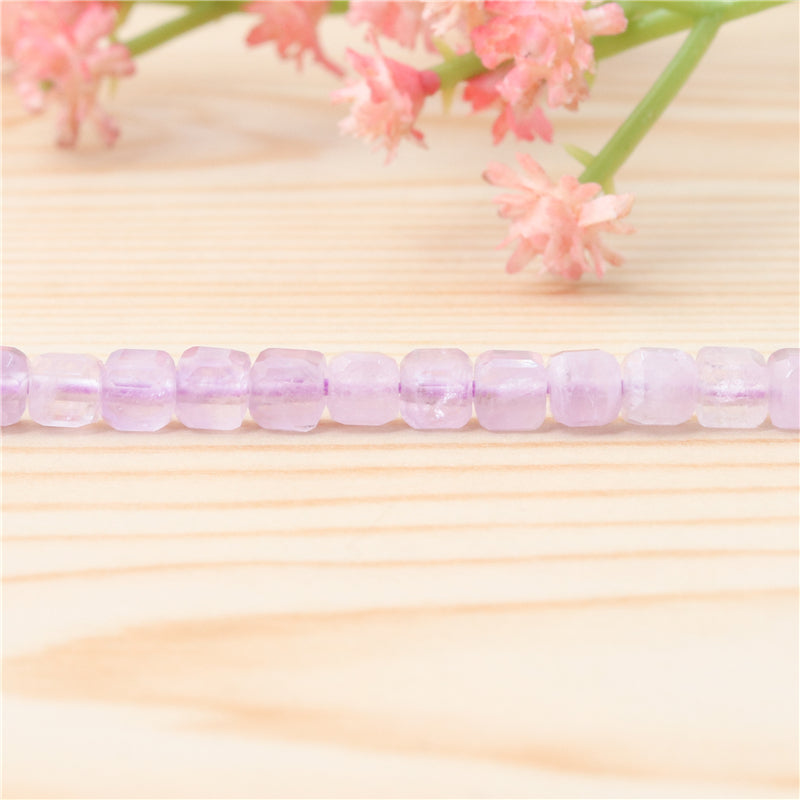 Natural Purple Jade Beads Faceted Cube 4mm Hole 0.6mm about 93pcs 39cm strand