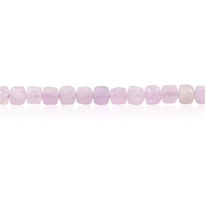 Natural Kunzite Beads Faceted Cube 4mm Hole 0.6mm about 93pcs 39cm strand