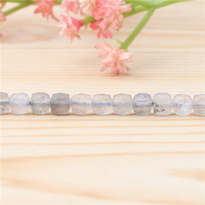 Natural Labradorite Beads Faceted Cube 4mm Hole 0.6mm about 93pcs 39cm strand