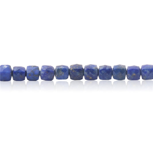 Perles Lapis Lazuli naturelles Cube facette 4mm trou 0.6mm environ 93pcs 39cm sur fil