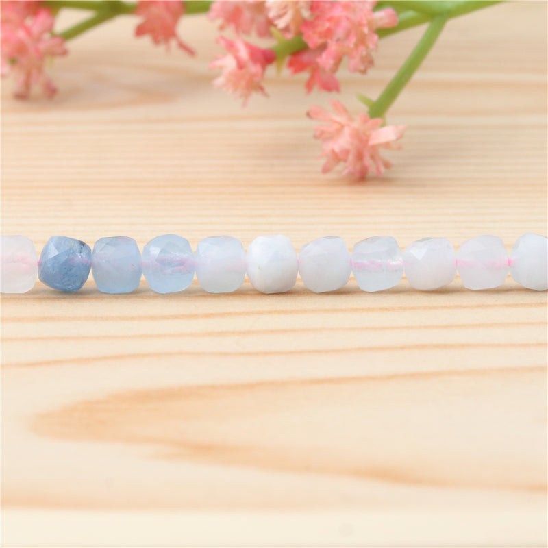 Natural Morganite Beads Faceted Cube 4mm Hole 0.6mm about 93pcs 39cm strand