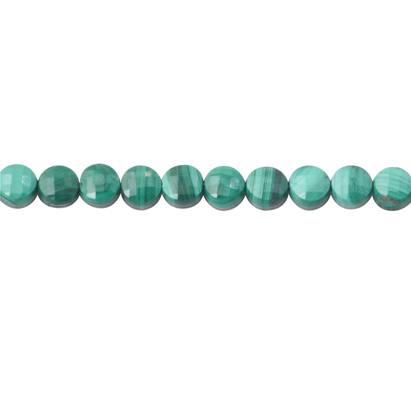 Perles Malachite Naturelles Rondes Plates Facettes Trou 4mm 0.6mm Environ 95pcs Fil de 39cm