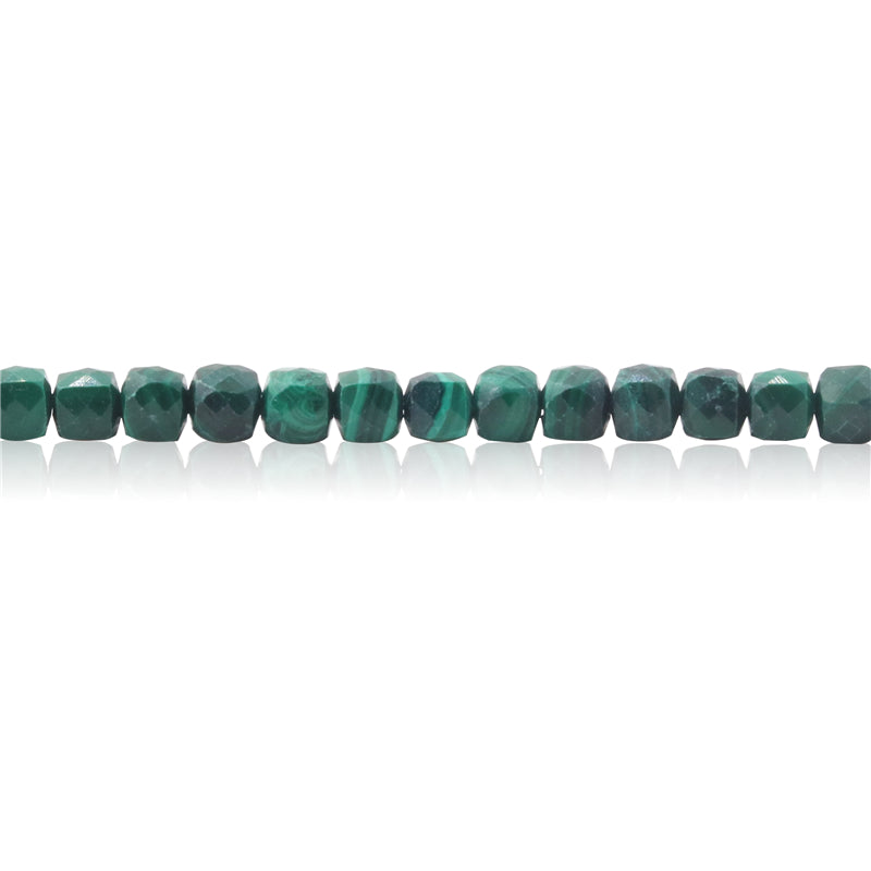 Natural Malachite Beads Faceted Cube 4mm Hole 0.6mm about 93pcs 39cm strand