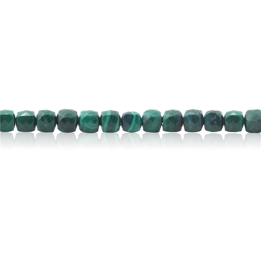 Natural Malachite Beads Faceted Cube 4mm Hole 0.6mm about 93pcs 39cm strand