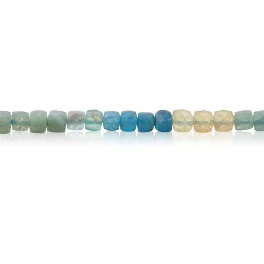 Natural Apatite Beads Faceted Cube 4mm Hole 0.6mm about 93pcs 39cm strand