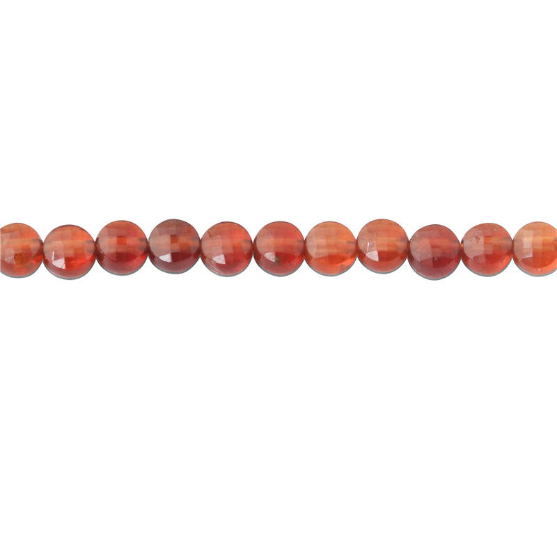 Perline di granato arancione naturale, tonde e piatte sfaccettate, foro da 4 mm, 0,6 mm, circa 95 pezzi, filo da 39 cm