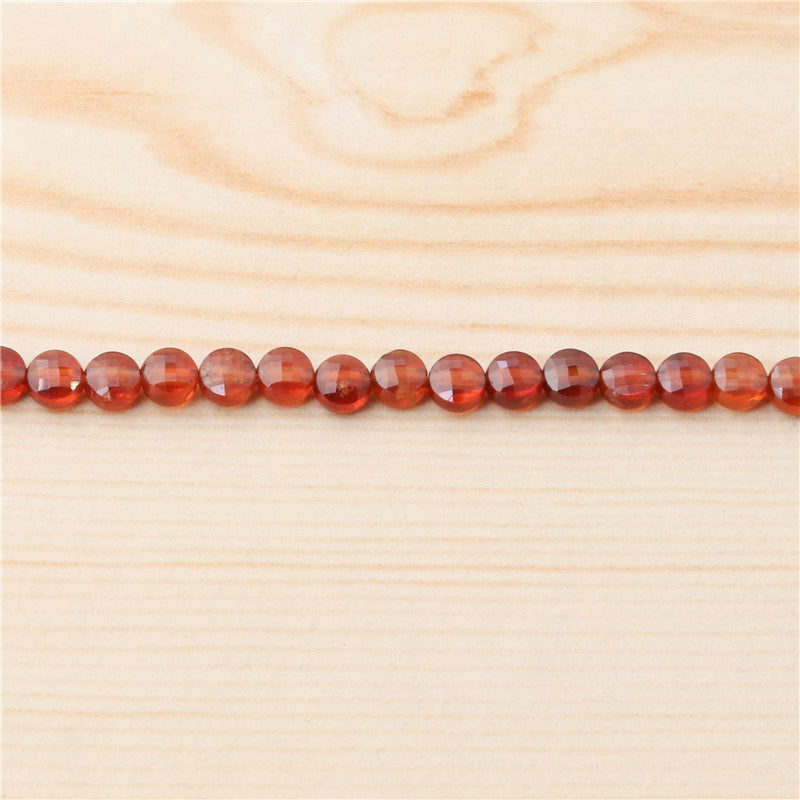 Perles de Grenat Orange Naturel Rond Plat Facette Trou 4mm 0.6mm Environ 95pcs Fil de 39cm