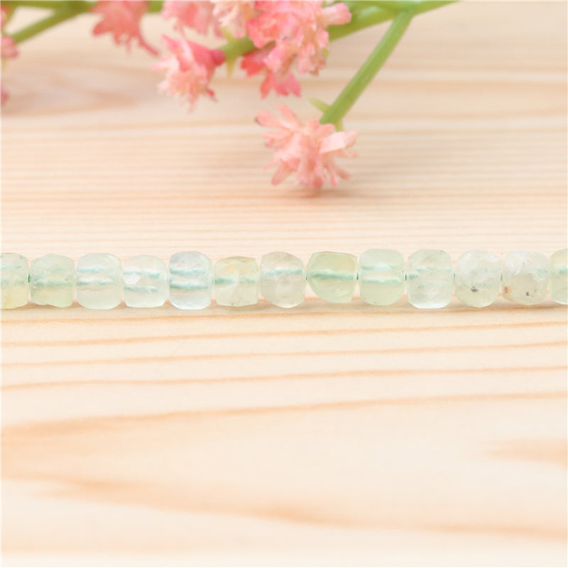 Natural Prehnite Beads Faceted Cube 4mm Hole 0.6mm about 93pcs 39cm strand