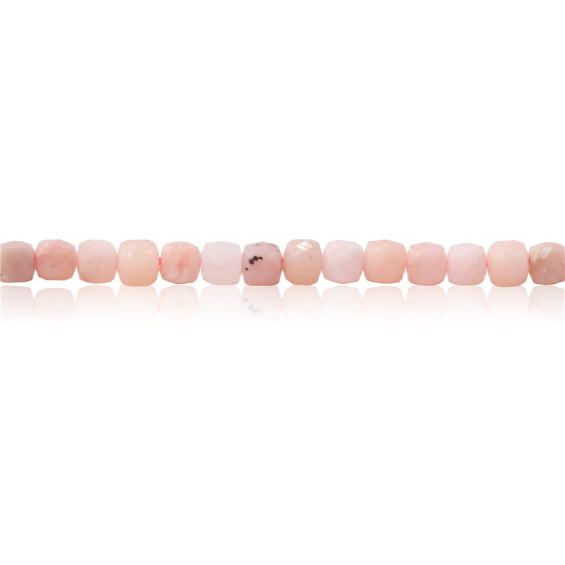 Natural Pink Opal Beads Faceted Cube 4mm Hole 0.6mm about 93pcs 39cm strand