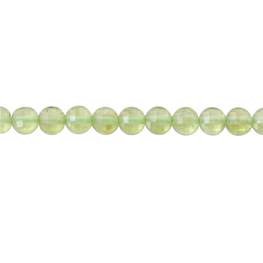 Perline di peridoto naturale tonde piatte sfaccettate da 4 mm, foro da 0,6 mm, circa 95 pezzi, filo da 39 cm.