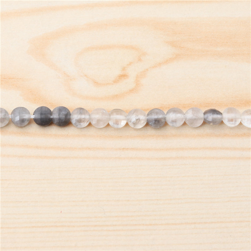 Natural Quartz Rutilated Beads Flat Round Faceted 4mm Hole 0.6mm about 95pcs 39cm strand