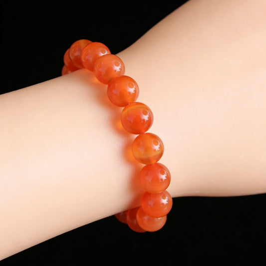 Carnelian Stretch Bracelet  Round 10mm Women Men Gift × 1 Pc