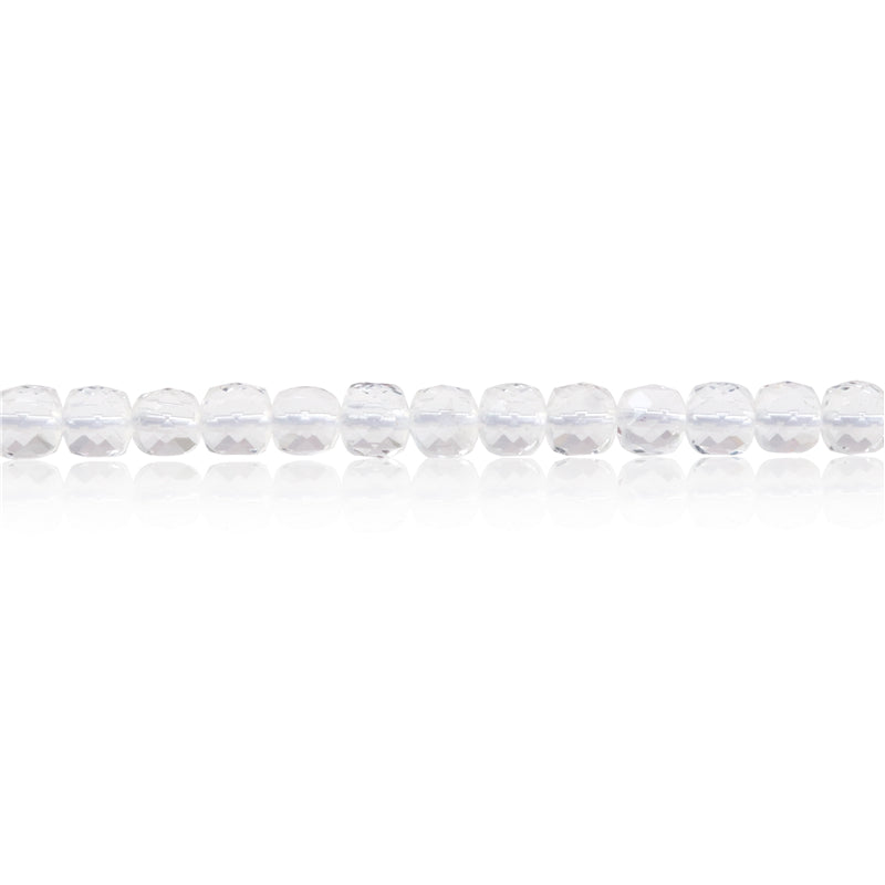 Natural Rock Crystal Beads Faceted Cube 4mm Hole 0.6mm about 93pcs 39cm strand