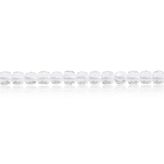Natural Rock Crystal Beads Faceted Cube 4mm Hole 0.6mm about 93pcs 39cm strand