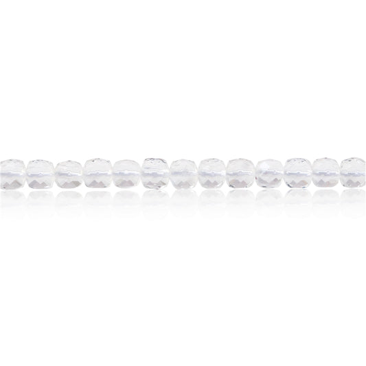 Perles de Cristal de Roche Naturelle Cube à Facettes Trou 4mm 0.6mm Environ 93pcs Fil de 39cm