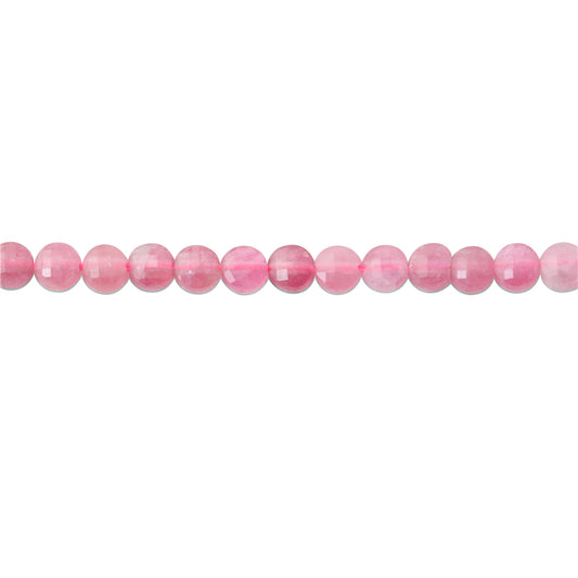 Natural Pink Tourmaline Beads Flat Round Faceted 4mm Hole 0.6mm about 95pcs 39cm strand