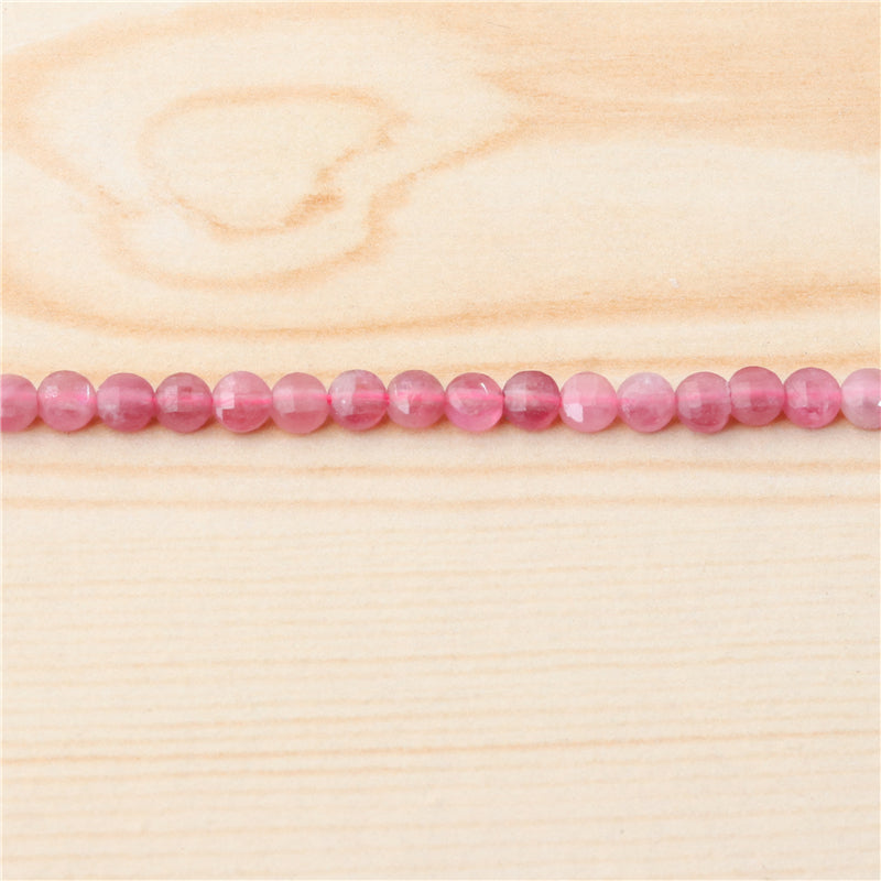 Contas de turmalina rosa natural plana redonda facetada 4mm furo 0.6mm cerca de 95pcs 39cm fio