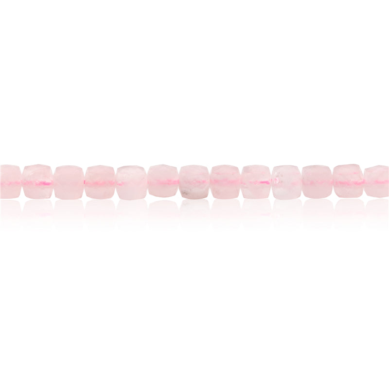 Natural Rose Quartz Beads Faceted Cube 4mm Hole 0.6mm about 93pcs 39cm strand