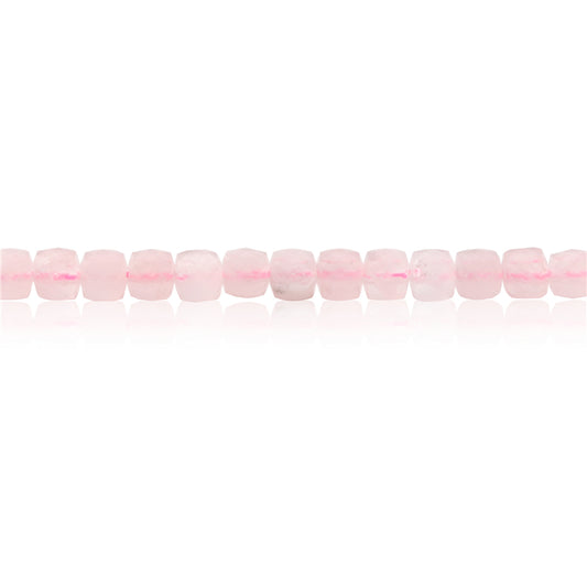 Natural Rose Quartz Beads Faceted Cube 4mm Hole 0.6mm about 93pcs 39cm strand