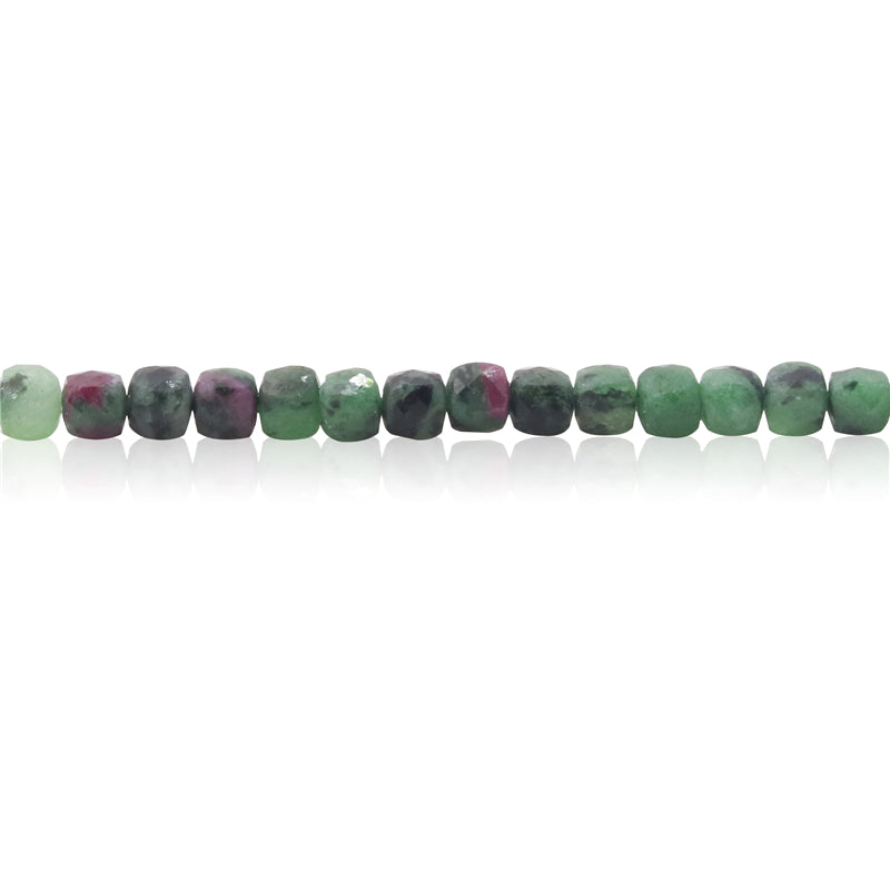 Natural Ruby Zoisite Beads Faceted Cube 4mm Hole 0.6mm about 93pcs 39cm strand