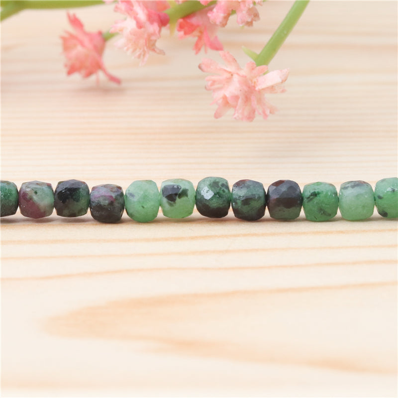 Natural Ruby Zoisite Beads Faceted Cube 4mm Hole 0.6mm about 93pcs 39cm strand