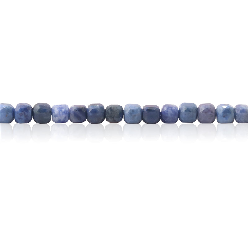 Natural Sodalite Beads Faceted Cube 4mm Hole 0.6mm about 93pcs 39cm strand