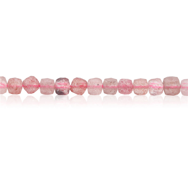 Natural Strawberry Crystal Quartzs Beads Faceted Cube 4mm Hole 0.6mm about 93pcs 39cm strand