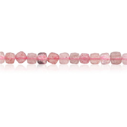 Natural Strawberry Crystal Quartzs Beads Faceted Cube 4mm Hole 0.6mm about 93pcs 39cm strand