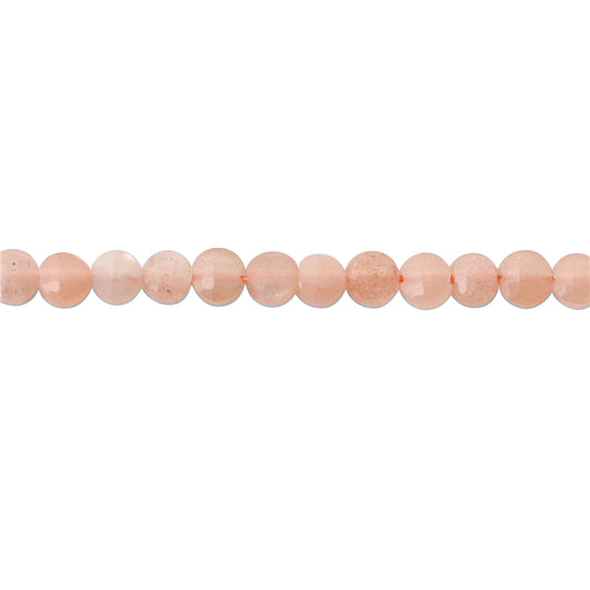 Natural Sunstone Beads Flat Round Faceted 4mm Hole 0.6mm about 95pcs 39cm strand