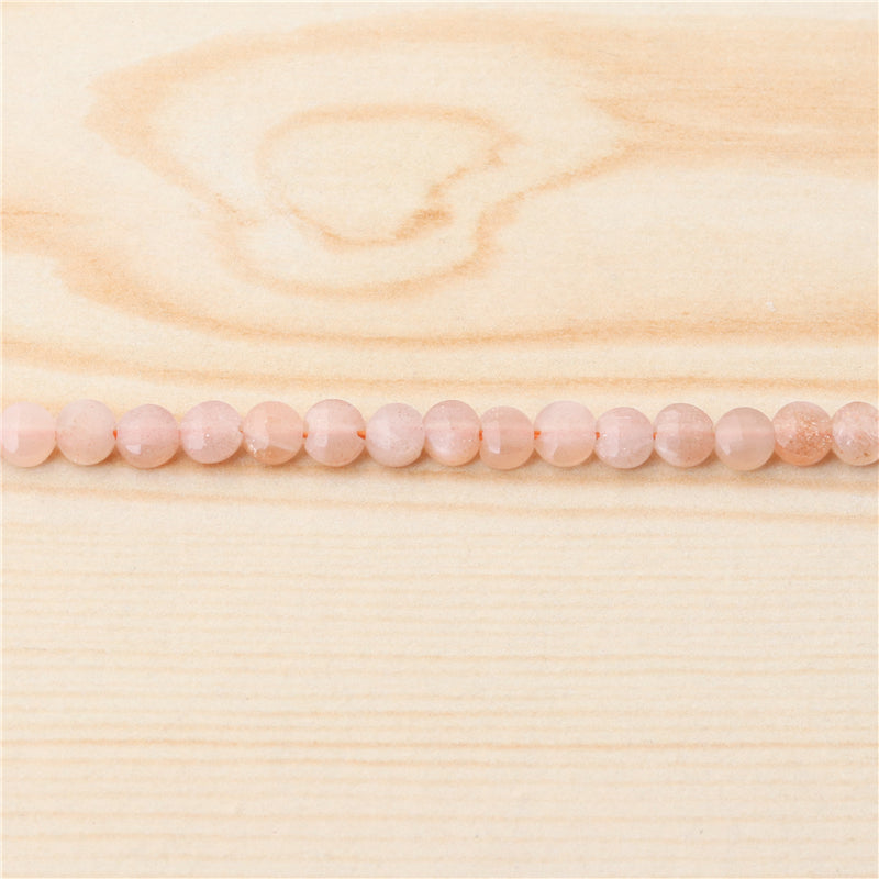 Natural Sunstone Beads Flat Round Faceted 4mm Hole 0.6mm about 95pcs 39cm strand