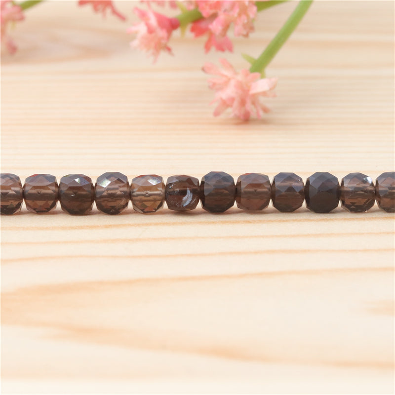 Natural Smoky Quartz Crystal Beads Faceted Cube 4mm Hole 0.6mm about 93pcs 39cm strand