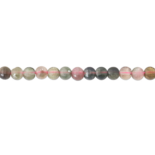 Natural Tourmaline Beads Flat Round Faceted 4mm Hole 0.6mm about 95pcs 39cm strand