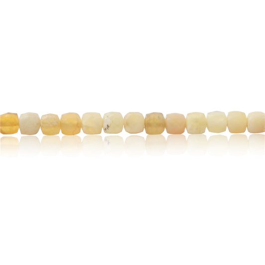 Natural Yellow Opal Beads Faceted Cube 4mm Hole 0.6mm about 93pcs 39cm strand